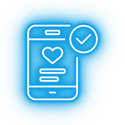 Neon blue mobile charity icon