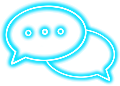 Blue neon bubble chat communication